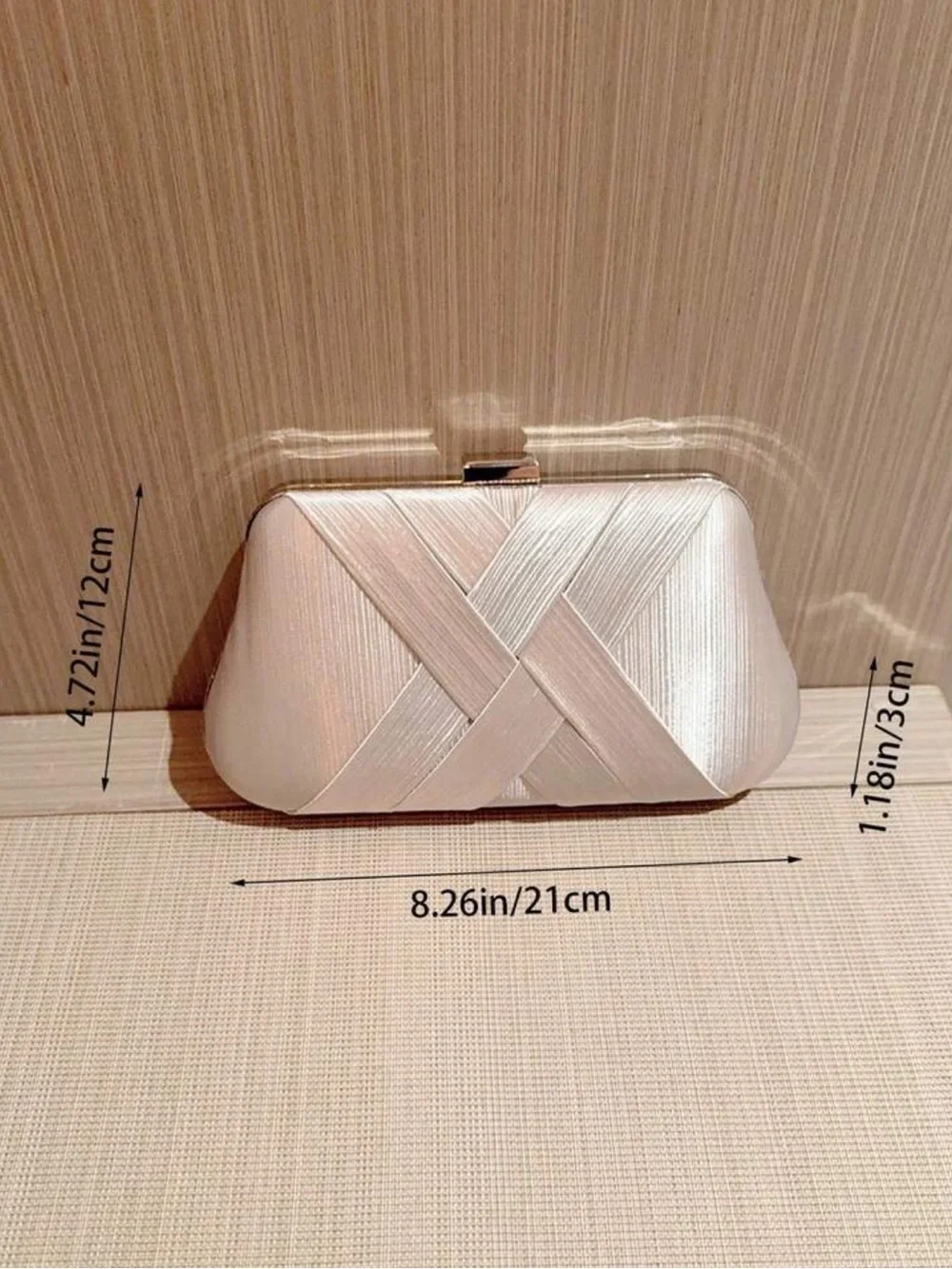 Elegant Off White Satin Clutch Bag by